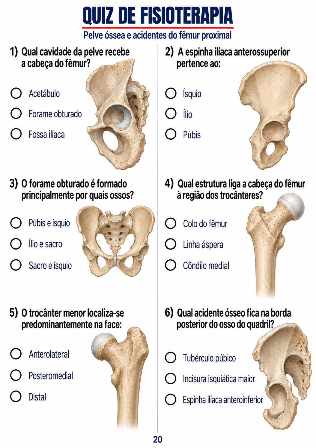 Quiz sobre pelve e quadril